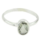 Dewi Light Green Solitaire Ring with Silver Band